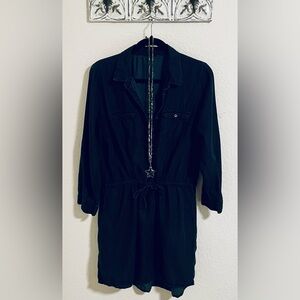 Black Denim Dress Dark Techno Y2K Grunge Skater Mod Goth Festival Mystical - L